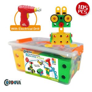 Cordova 87-Piece Engineering Building Blocks Set with Drill for Kids