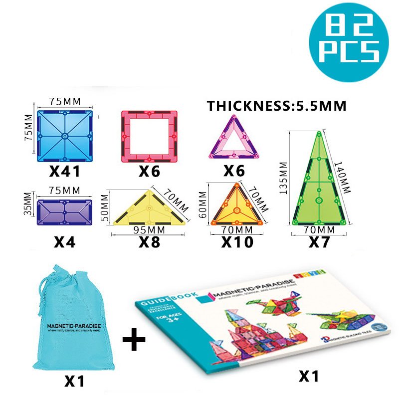Cordova 82-Piece Magnetic Tiles STEM Building Blocks Set for Kids - Image 9