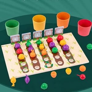 Vegetables & Fruits Color Sorting Cup Counting Toy for Toddlers