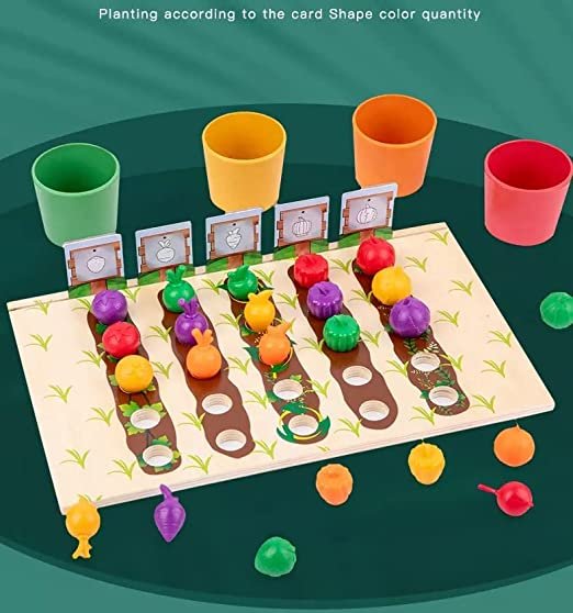 Vegetables & Fruits Color Sorting Cup Counting Toy for Toddlers