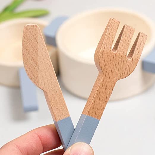 Kids Wooden Kitchen Cooking Toy & Cookware Pot Set | 10 Piece - Image 7