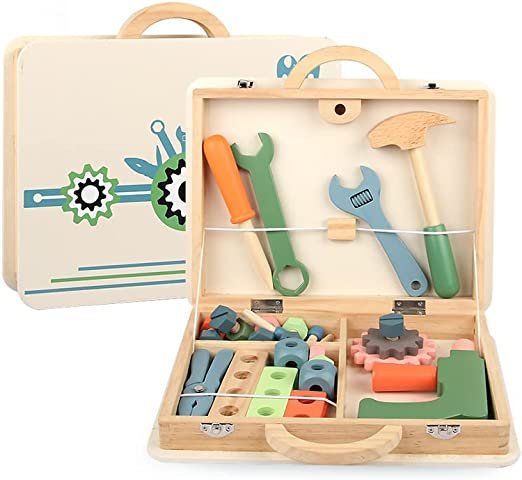 Wooden Tool Box Building Set for Kids | STEM Construction Toy