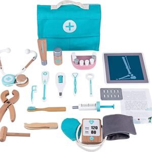 Wooden Doctor's Case Medical Toy Set for Kids Role Play