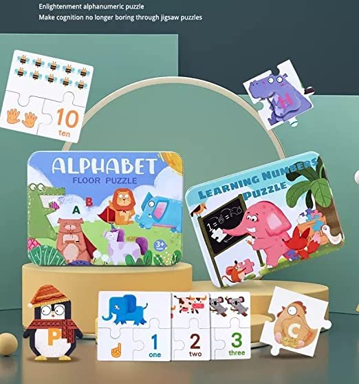 Wooden Alphabet Number & Animal Cognitive Puzzle for Toddlers - Image 6