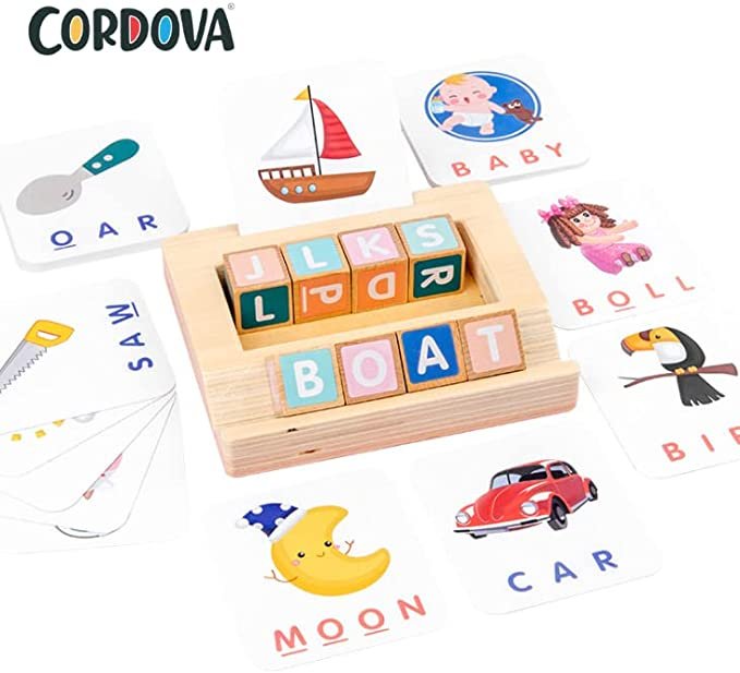 Wooden ABC Alphabet Cube Blocks | English Word Spelling Game - Image 2