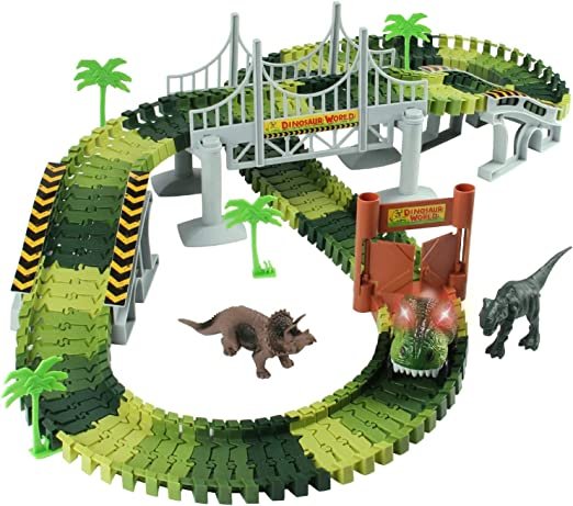 Dinosaur Race Track Train Set | 142-Piece Toddler Building Toy