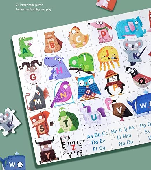 Wooden Alphabet Number & Animal Cognitive Puzzle for Toddlers - Image 3