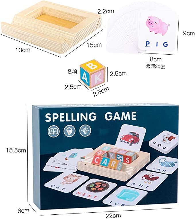 Wooden ABC Alphabet Cube Blocks | English Word Spelling Game - Image 4