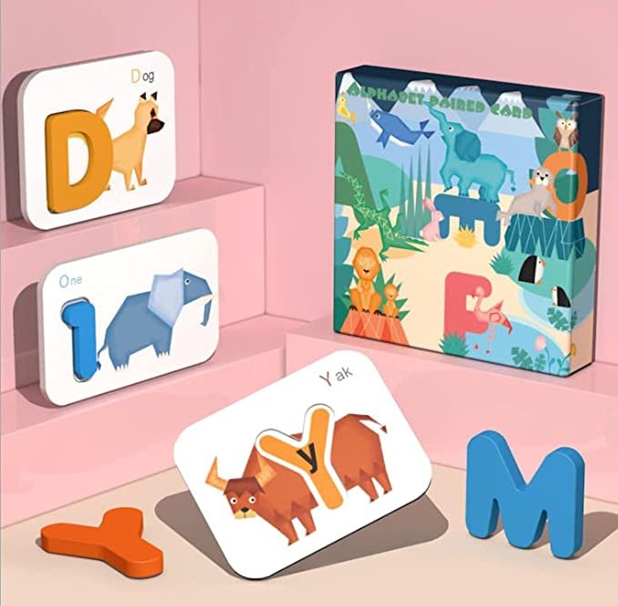 46-Piece ABC Alphabet & Number Animal Flash Cards for Kids 3+ - Image 6