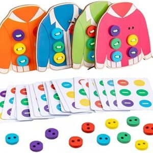 Wooden Lacing & Threading Toy | Montessori Button Clothing Board