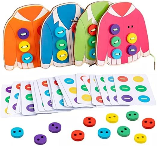 Wooden Lacing & Threading Toy | Montessori Button Clothing Board