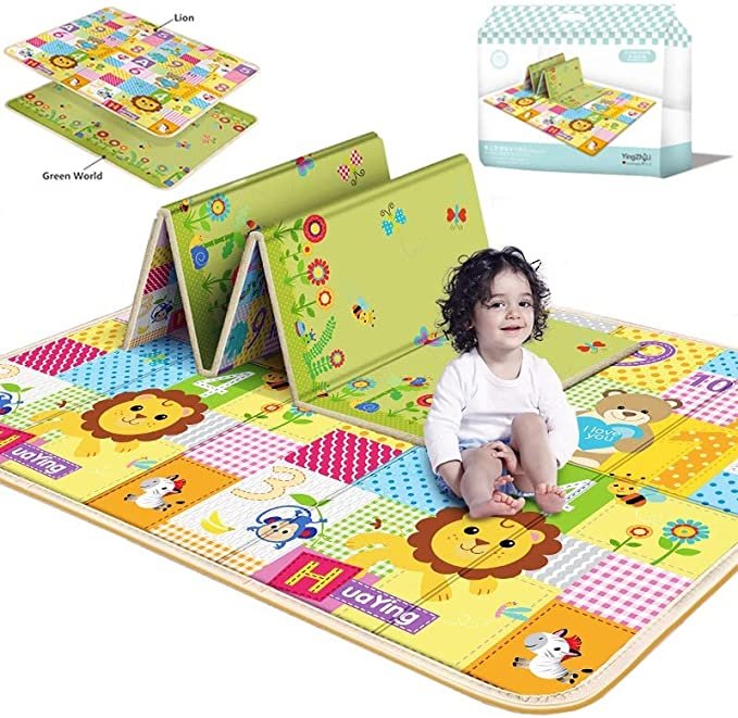 Baby Play Mat & Crawling Foam Mat with Anti-Slip Rubber Backing