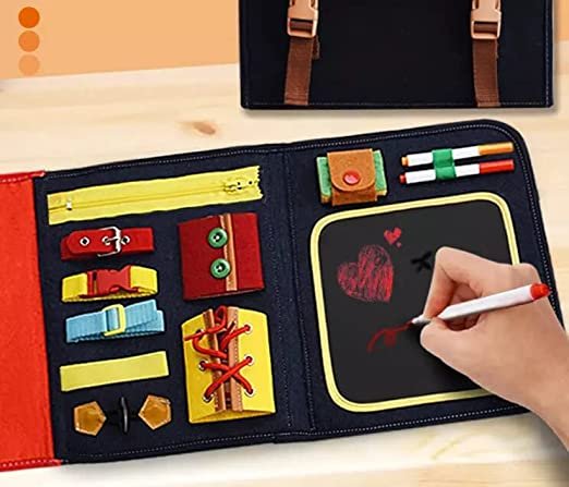 Montessori Busy Board with Drawing Board | Life Skills Learning Toy - Image 5