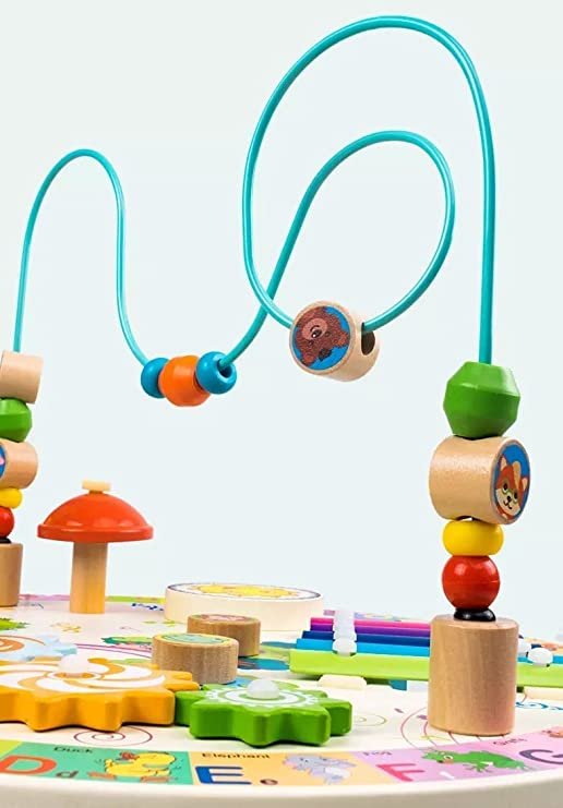 7-in-1 Wooden Busy Activity Learning Table with Bead Maze - Image 7