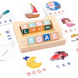 Wooden ABC Alphabet Cube Blocks | English Word Spelling Game
