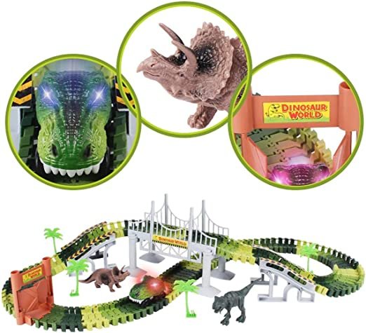 Dinosaur Race Track Train Set | 142-Piece Toddler Building Toy - Image 3