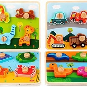 Wooden Screw Nut Assembly 3D Animal Puzzle Toy for Kids 3+