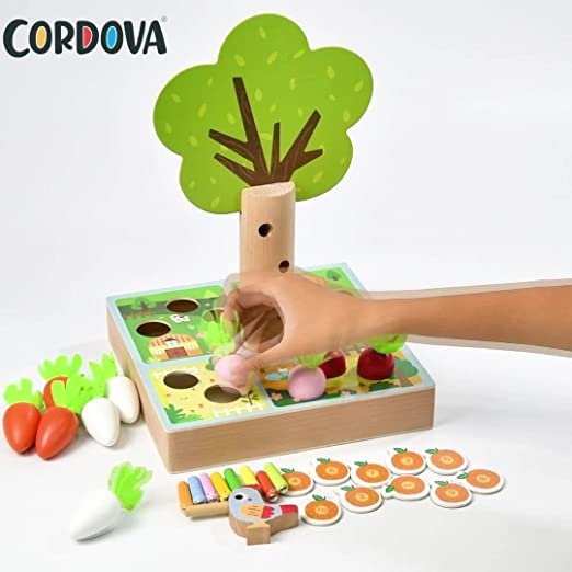3-in-1 Pulling Radish Game | Happy Farm Wooden Toy for Kids 3+ - Image 2