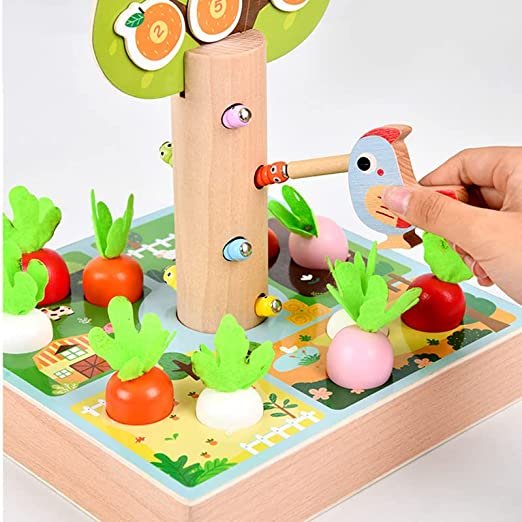 3-in-1 Pulling Radish Game | Happy Farm Wooden Toy for Kids 3+ - Image 3
