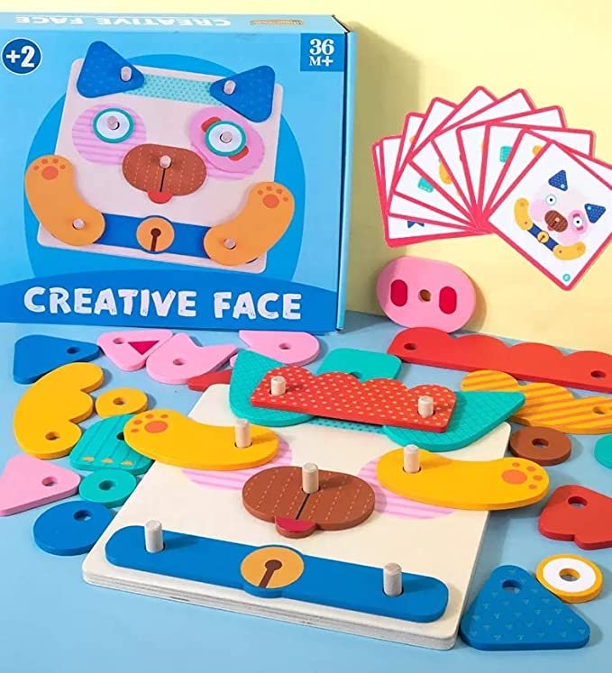 36-Piece Montessori Wooden Word & Animal Practice Toy Set