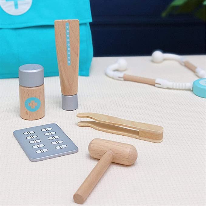 Wooden Doctor's Case Medical Toy Set for Kids Role Play - Image 8