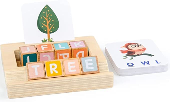 Wooden ABC Alphabet Cube Blocks | English Word Spelling Game - Image 3