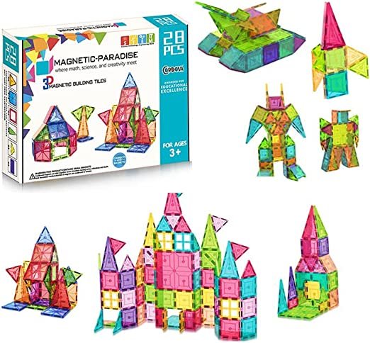 28-Piece Premium Magnetic Tiles Set | STEM Educational Toy