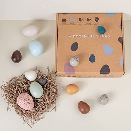 12-Piece Wooden Bird Egg Set | Easter & Pretend Play Toy - Image 6