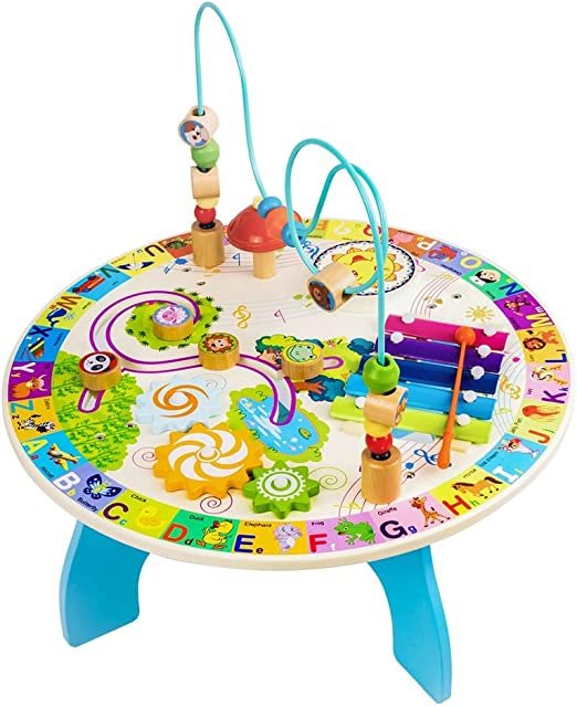 7-in-1 Wooden Busy Activity Learning Table with Bead Maze - Image 2