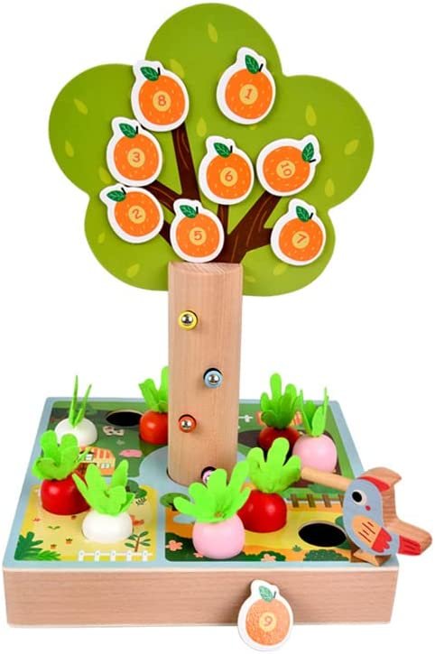 3-in-1 Pulling Radish Game | Happy Farm Wooden Toy for Kids 3+