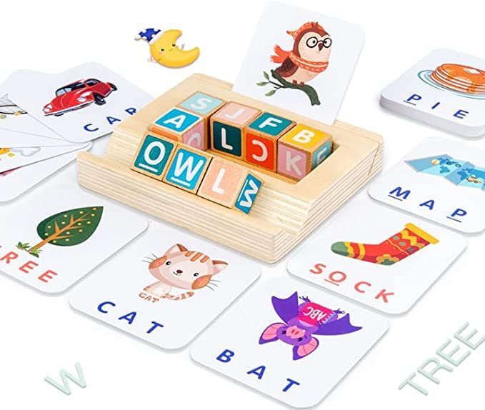 Wooden ABC Alphabet Cube Blocks | English Word Spelling Game - Image 6