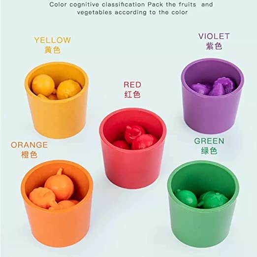 Vegetables & Fruits Color Sorting Cup Counting Toy for Toddlers - Image 5