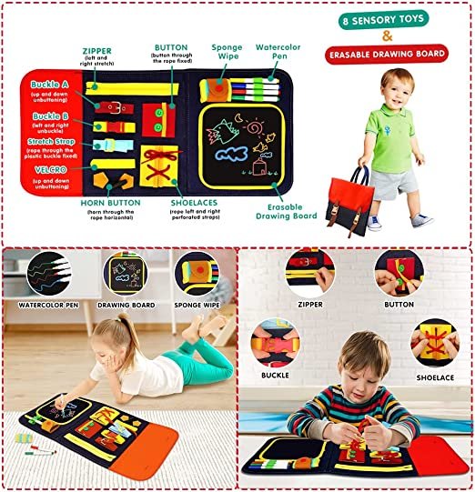 Montessori Busy Board with Drawing Board | Life Skills Learning Toy - Image 4