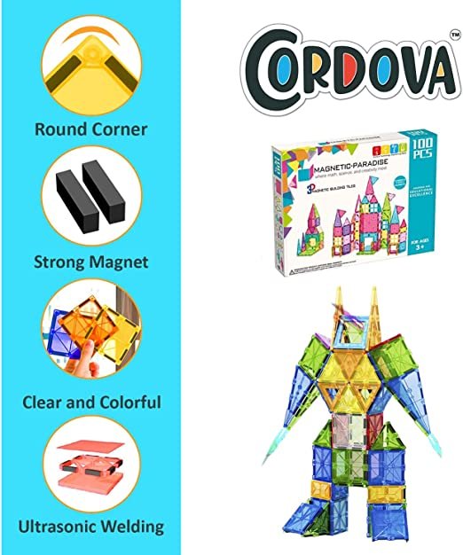 100-Piece Magnetic Tiles Building Set | STEM Educational Toy - Image 5