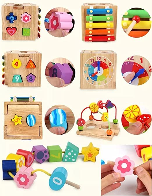 Wooden Baby Activity Cube | Childhood Education Gift Set - Image 3