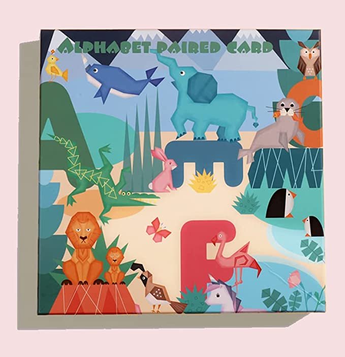 46-Piece ABC Alphabet & Number Animal Flash Cards for Kids 3+