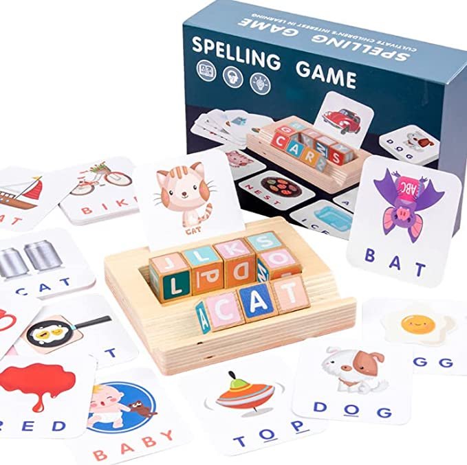 Wooden ABC Alphabet Cube Blocks | English Word Spelling Game - Image 5