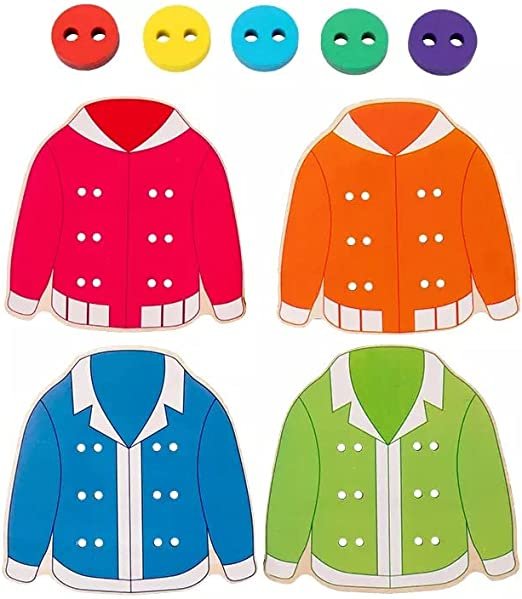Wooden Lacing & Threading Toy | Montessori Button Clothing Board - Image 6