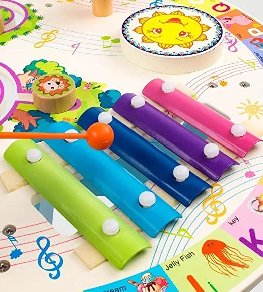 7-in-1 Wooden Busy Activity Learning Table with Bead Maze - Image 6