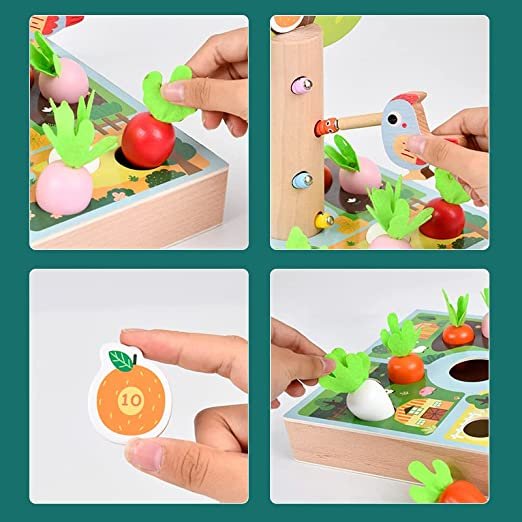 3-in-1 Pulling Radish Game | Happy Farm Wooden Toy for Kids 3+ - Image 5
